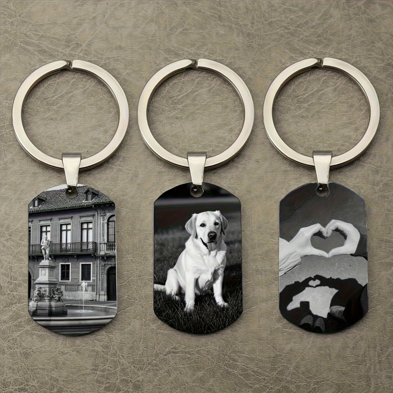 Pet Portrait Custom - Llavero con foto personalizada, llavero metálico